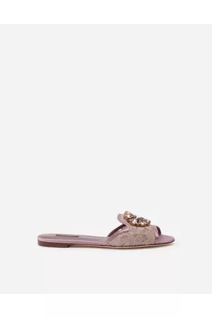 Dolce & Gabbana Slides and Mules - Slippers in lace with crystals