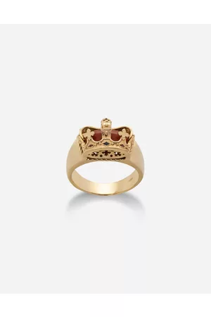 Dolce & Gabbana Rings - Crown yellow ring with red jasper on the inside