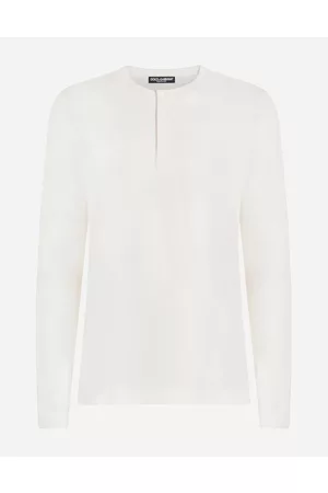 Dolce & Gabbana T-Shirts and Polos - Cotton granddad-neck sweater with long sleeves