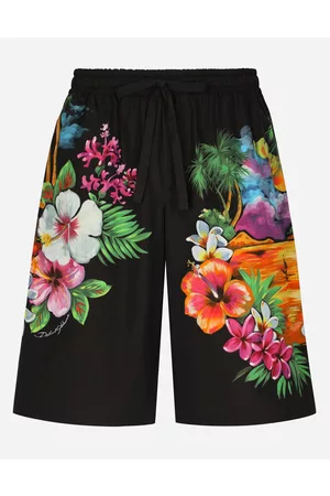 Dolce & Gabbana Men best seller selection - Cotton jogging shorts with Hawaiian print