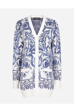 Dolce & Gabbana Sweaters and Cardigans - Majolica-design silk jacquard cardigan