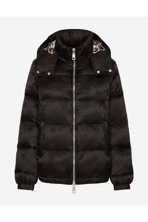 Dolce & Gabbana Coats and Jackets - Satin jacquard down jacket with all-over DG logo