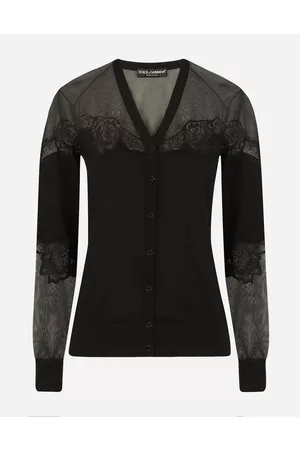 Dolce & Gabbana Sweaters and Cardigans - Cashmere, tulle and silk cardigan with lace