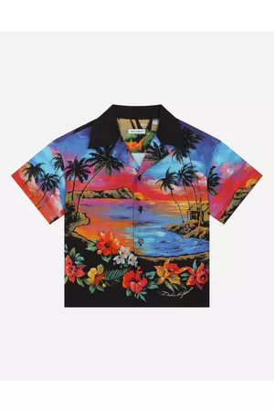 Dolce & Gabbana Carretto-print Poplin Hawaiian Shirt in Blue for
