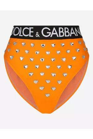 Dolce & Gabbana Women best seller selection - Spandex high-waisted briefs with rhinestones and branded elastic