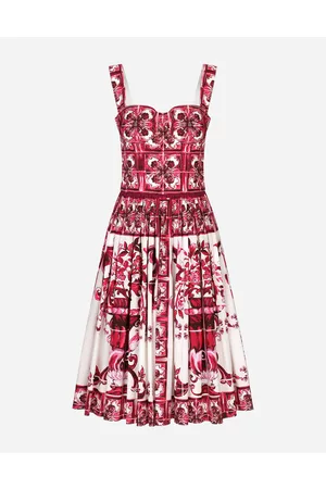 Dolce & Gabbana Dresses - Bustier midi dress in Majolica-print poplin