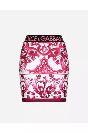 Dolce & Gabbana Skirts - Majolica-print technical jersey short skirt