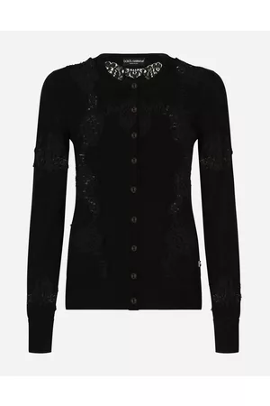 Dolce & Gabbana Sweaters and Cardigans - Cashmere and silk cardigan with lace inlay