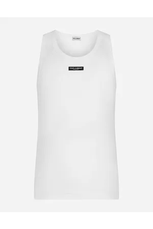 Dolce & Gabbana Collection - Two-way stretch cotton tank top with logo label