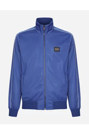 Dolce & Gabbana Sweatshirts - Zip-up triacetate sweatshirt with tag and bands