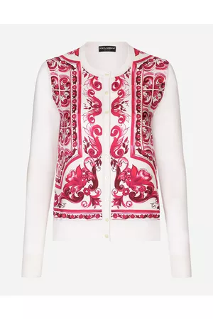 Dolce & Gabbana Sweaters and Cardigans - Majolica-print silk and twill cardigan