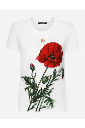 Dolce & Gabbana Women best seller selection - Jersey T-shirt with poppy patch