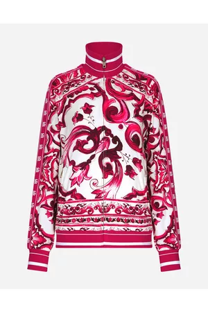 Dolce & Gabbana T-Shirts and Sweatshirts - Zip-up cady sweatshirt with Majolica print