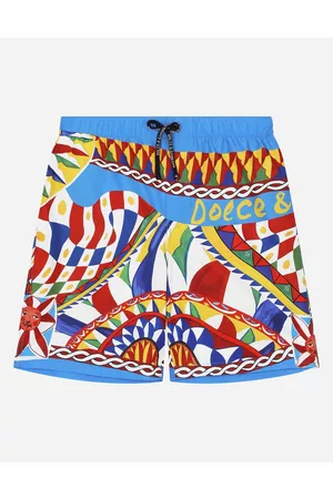 Dolce & Gabbana Beachwear - Long-leg nylon swim trunks with Carretto print