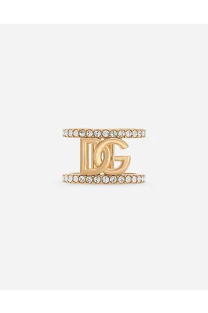 Dolce & Gabbana Bijoux - Open ring with rhinestones and DG logo
