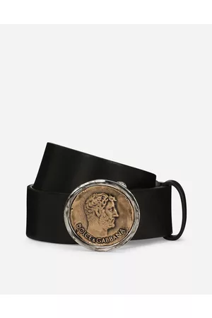 Dolce & Gabbana Belts - Leather belt with brand coin