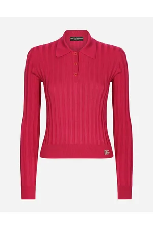 Dolce & Gabbana T-Shirts and Sweatshirts - Cropped polo shirt in ribbed silk