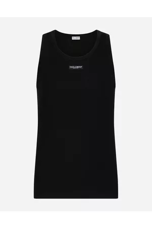 Dolce & Gabbana Collection - Two-way stretch cotton tank top with logo label