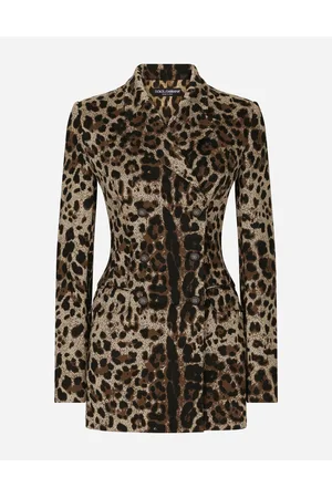 Dolce & Gabbana Blazers - Double-breasted wool Turlington jacket with jacquard leopard design