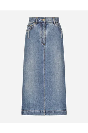 Dolce & Gabbana Skirts - Denim calf-length skirt with logo tag