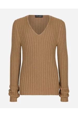 Dolce & Gabbana Collection - Ribbed camel V-neck sweater