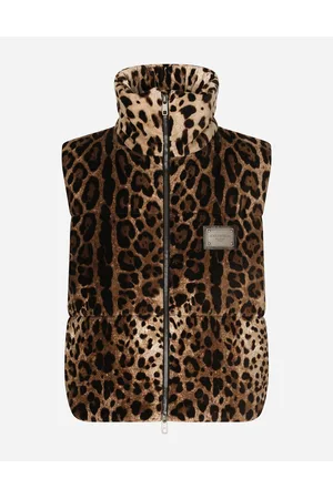 Dolce & Gabbana Coats and Jackets - Sleeveless leopard-print jacket with logo tag