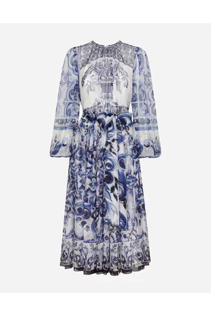 Dolce & Gabbana Dresses - Majolica Print Chiffon Midi Dress