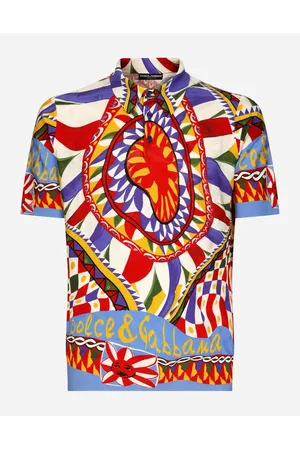 Dolce & Gabbana Sweaters and Cardigans - 3D silk jacquard polo-shirt with carretto print