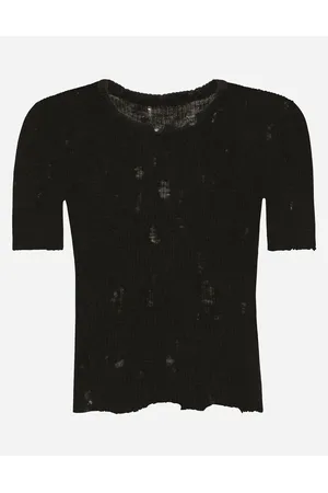 Dolce & Gabbana Collection - Round-neck technical linen sweater with rips