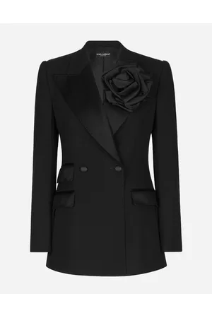 Dolce & Gabbana Blazers - Double-breasted woolen jacket with flower appliqué