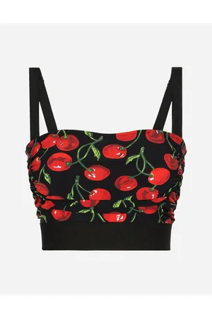 Dolce & Gabbana Shirts and Tops - Cherry-print technical jersey top with straps