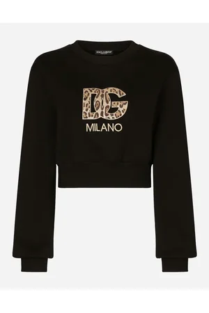 Dolce & Gabbana T-Shirts and Sweatshirts - Cropped jersey sweatshirt with embroidered DG patch