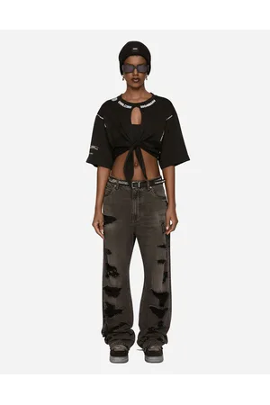 Dolce & Gabbana DGVIB3 collection - Open-front cotton jersey T-shirt with knot detail