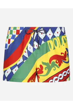 Dolce & Gabbana Short Swim Trunks With Carretto Print - Man Beachwear Carretto Print Fabric 2