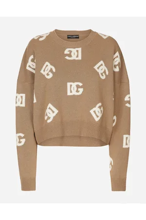 Dolce & Gabbana Cropped Wool Sweater With Dg Inlay - Woman Sweaters And Cardigans Multi-colored Wool 36