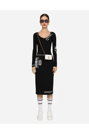 Dolce & Gabbana Long-sleeved Spandex Jersey Midi Dress - Woman Dresses Fabric 36