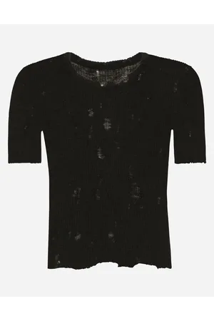 Dolce & Gabbana Round-neck Technical Linen Sweater With Rips - Man Sweaters And Cardigans Linen 50