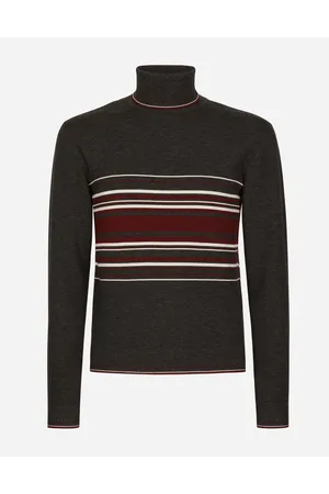 Dolce & Gabbana Wool Turtle-neck Sweater With Contrasting Stripes - Man Sweaters And Cardigans Multi-colored Wool 48
