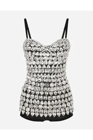 Dolce & Gabbana Marquisette Bodysuit With Rhinestone Embellishment - Woman Shirts And Tops Multi-colored 36