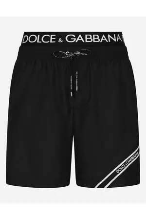 Dolce & Gabbana Mid-length Swim Trunks With Branded Band - Man Beachwear Fabric 2