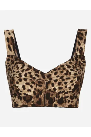 Dolce & Gabbana Short Bustier Top In Charmeuse With Leopard Print - Woman Shirts And Tops Animal Print Silk 50