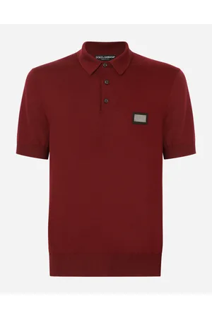 Dolce & Gabbana Wool Polo-shirt With Branded Tag - Man Sweaters And Cardigans Burgundy Wool 44