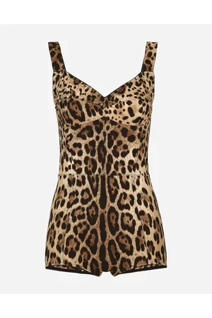 Dolce & Gabbana Leopard-print Charmeuse Bodysuit - Woman Shirts And Tops Silk 36