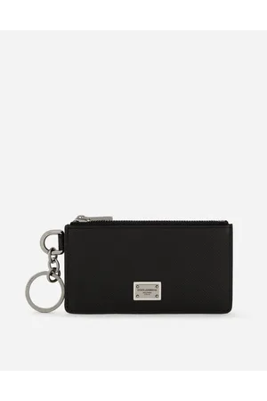 Dolce & Gabbana Calfskin Card Holder With Ring And Logo Tag - Man Wallets And Small Leather Goods Leather Onesize