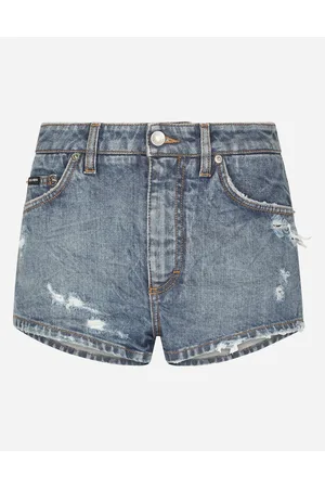 Dolce & Gabbana Denim Shorts With Ripped Details - Woman Denim Multi-colored 36