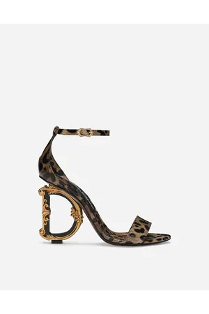 Dolce & Gabbana Printed Polished Calfskin Baroque Dg Sandals - Woman Sandals And Wedges Leather 35.5