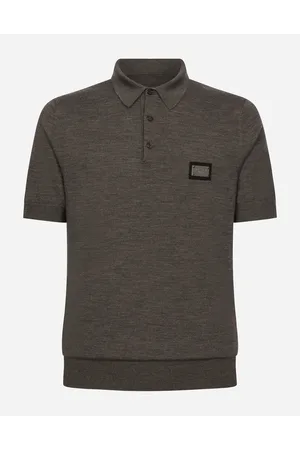 Dolce & Gabbana Wool Polo-shirt With Branded Tag - Man Sweaters And Cardigans Gray Wool 44