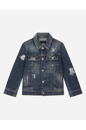 Dolce & Gabbana Washed Denim Jacket With Rips - Woman Coats And Jackets Multi-colored Denim 2 Years