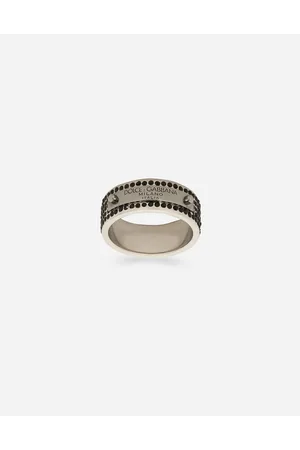 Dolce & Gabbana Ring With Rhinestones And Logo Tag - Man Bijoux Metal S