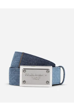 Dolce & Gabbana Patchwork Denim Belt With Logo Tag - Man Belts 95